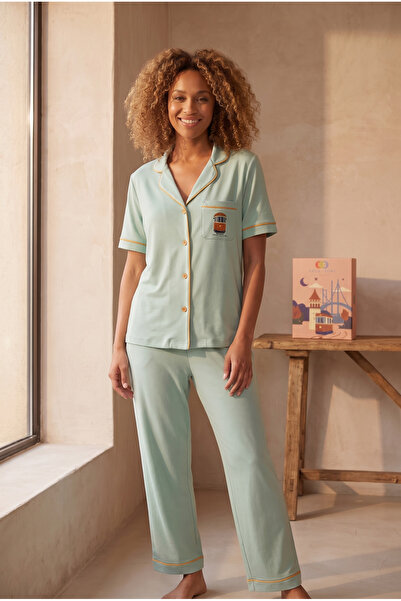 Katia&Bony Women's Istanbul Series Train Patterned Premium Boxed Pajama Set G...