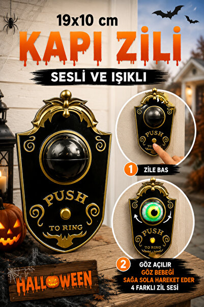 Huzur Party Store Siyah Gold Oynar Gözlü Kapı Zili 4 Farklı Zil Sesi Asma Apa...