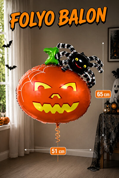 Huzur Party Store Spider Pumpkin Foil Balloon 51x65 Cm Halloween Party Hallow...