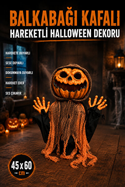 Huzur Party Store Hareketli Sesli Işıklı 3 Fonksiyonlu Yarım Vücut 45x60 Cm Halloween Partisi Cadılar Bayramı Dekor