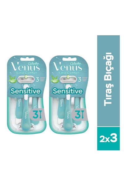 Gillette Venus Lame de ras Venus Sensitive pentru femei, 3 bucăți x 2