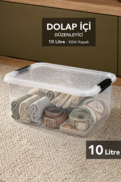 Meleni Home 10Lt Lockable Lid Organizer - Elora In-Cabinet Organizer Multi-Pu...