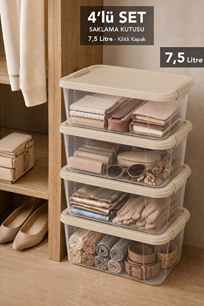 Meleni Home 4-Piece 7.5Lt Elora Organizer Box - Organizer Storage Box with Lo...