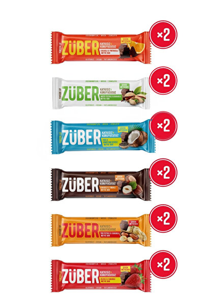 Züber Meyveli Bar Şöleni 40g x12 Adet(Portakallı,Antep Fıstıklı,Hindistan C,F...