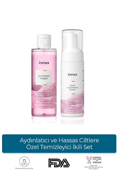 ZAROZA Aydınlatıcı ve Hassas Ciltlere Özel Temizleyici İkili Set