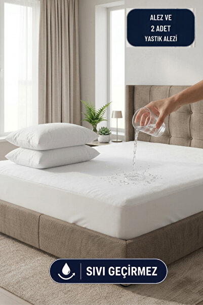 Formeya Set of White Micro Fitted Liquid-Proof Mattress Covers and 2 Pillow C...