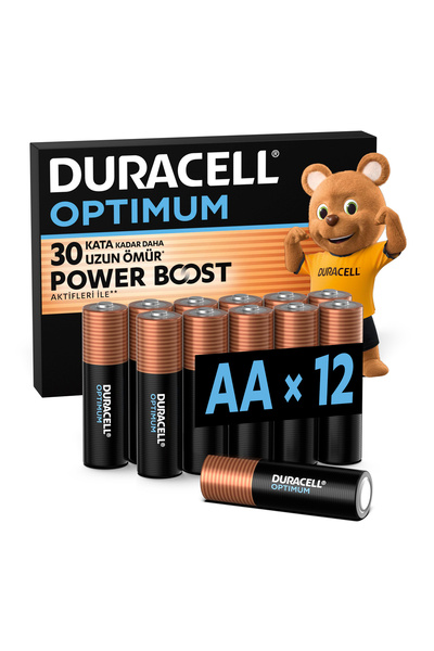 Duracell Optimum AA Alkalin Pil, 1,5 V LR6 MN1500, 12’li paket
