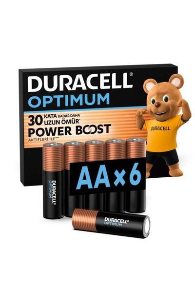 Duracell Optimum AA Alkalin Kalem Pil (6’lı paket) 1,5V, LR6 MX1500