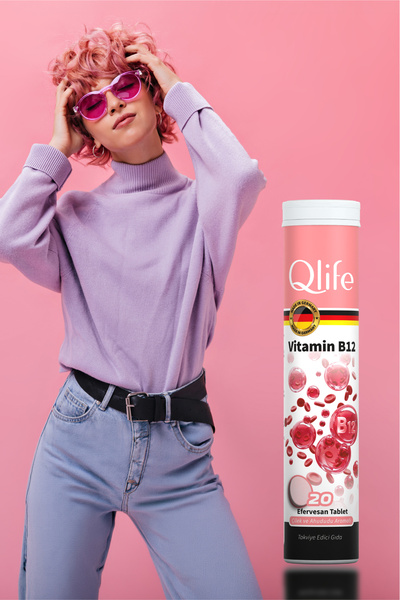 Qlife Vitamin B12 Effervescent Tablets Vitamin B12 İçeren Efervesan Tablet Takviye Edici Gıda