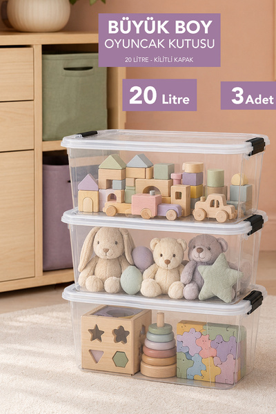 Meleni Baby 3'lü Kilit Kapaklı Organizer - Çocuk Eşya Düzenleme Bebek Odası O...