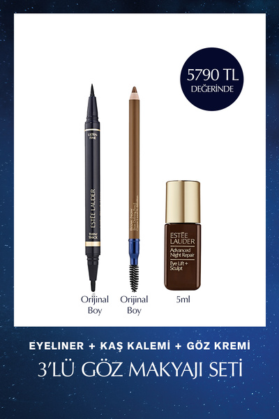 Estee Lauder 3'lü Göz Makyajı Seti - Siyah Eyeliner + Kaş Kalemi + Eye Lift+S...