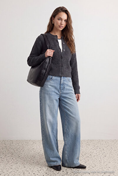 Trendyol Collection Wardrobe Essentials Anthracite Soft Textured Basic Knitwe...