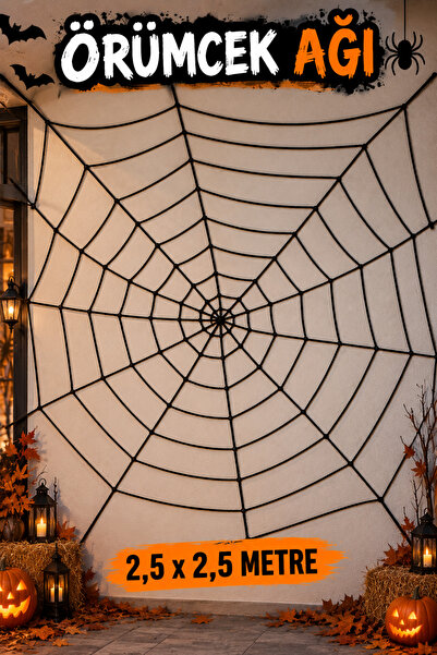 Huzur Party Store Siyah Örümcek Ağı 2.5 X 2.5 Metre Halloween Partisi Cadılar...