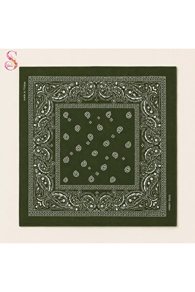 %100 Pamuk Paisley Desenli 50x50 cm Kadın Bandana Saç ve Boyun Aksesuarı