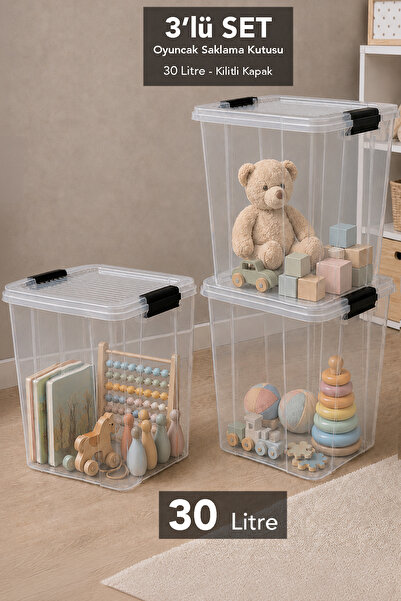 Meleni Baby 3-Piece Deep Toy Box - Organizer with Lid Baby Kids Room Toy Stor...