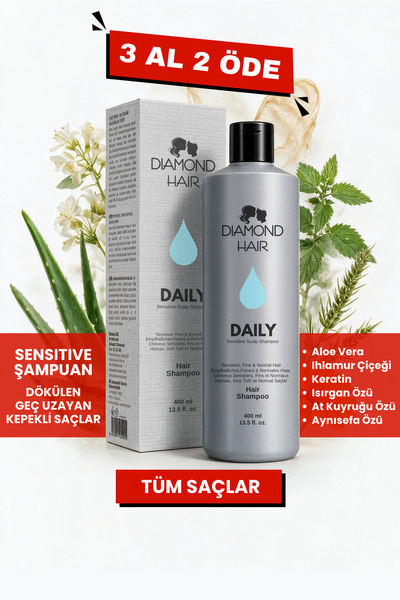 DIAMOND HAIR Şampuan Kepek ve Döküme Karşıtı Hızlı Saç Uzatma Etkili Hassas, ...