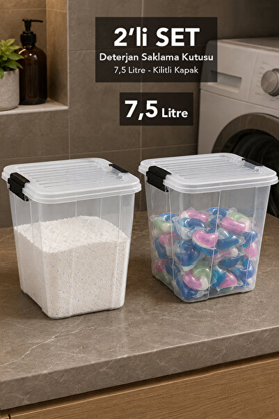 Meleni Home 2 Pieces 7.5Lt Elora Organizer Box - Deep Locking Lid Bathroom Or...