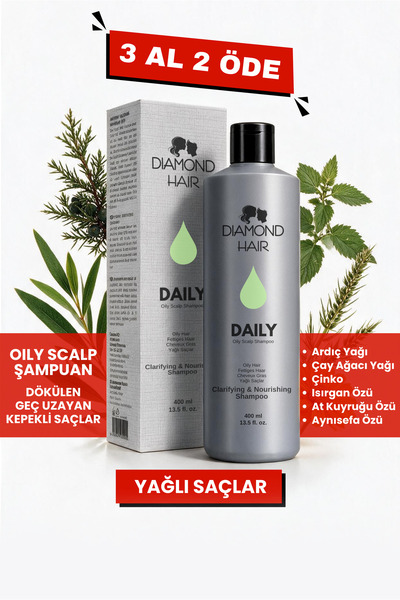 DIAMOND HAIR Yağlı Saçlar Için Kepek, Saç Dökülmesi Ve Yağlanma Karşıtı Arınd...
