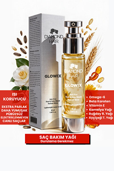 DIAMOND HAIR GLOWIX Durulanmayan Saç Bakım Yağı Elektriklenme Karşıtı Isı Kor...