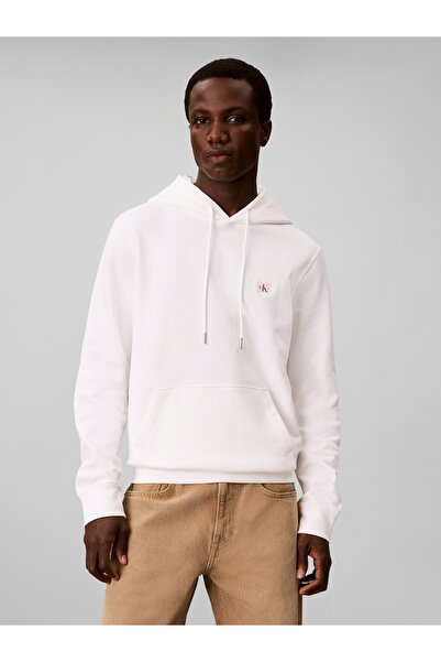 Calvin Klein LV04RG269G CL LS 350TERRY WVN LBL HOODIE YAF Λαμπερό Λευκό