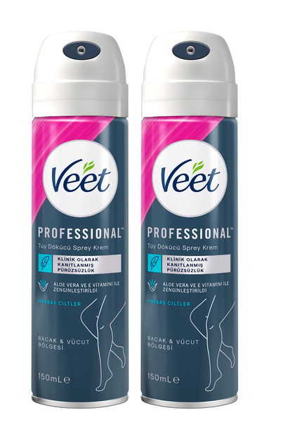 Veet Professional Tüy Dökücü Krem Sprey Bacak&Vücut Bölgesi Hassas Ciltler 150ml x2