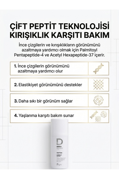 Dermoskin Be Bright Peptit Kompleks Krem | Yaşlanma ve Kırışıklık Karşıtı | Nemlendirici Krem | 33 ml