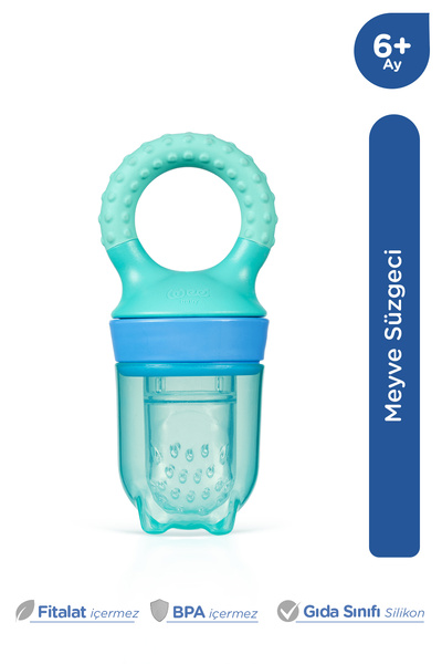Wee Baby Silikon Meyve Süzgeci Püre Emziği ve Diş Kaşıyıcı 6+ Ay Su Yeşili