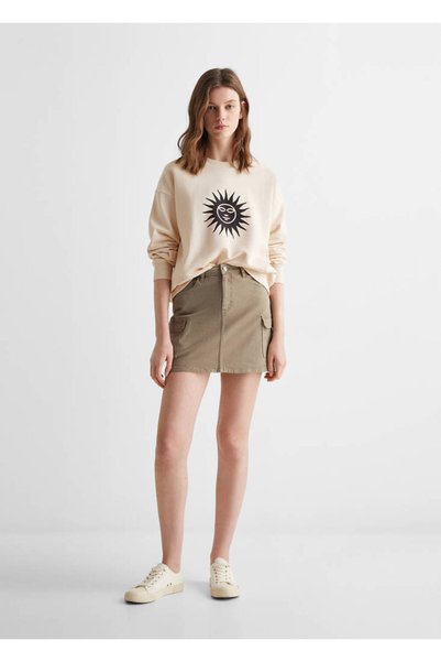 MANGO Kirik Beyaz Kız Çocuk Sweatshirt 67095142-02
