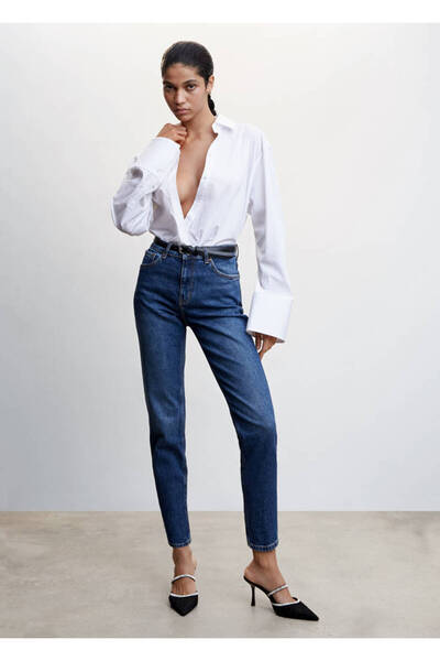 MANGO Woman Dark Denim Women's Adult Pants47010772