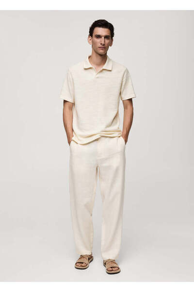 MANGO Natürel Erkek Polo Yaka T-shirt 77050389