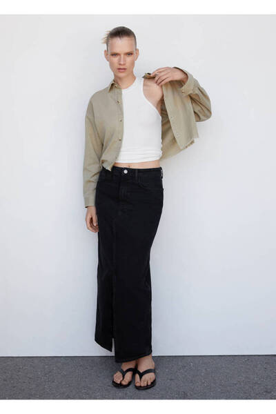 MANGO Woman Black Denim Women's Skirt47077885