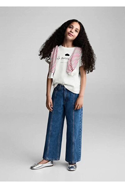 MANGO Kırık Beyaz Kız Çocuk T-Shirt 77083277