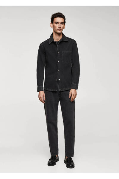 MANGO Siyah Denim Erkek Gömlek 67060619