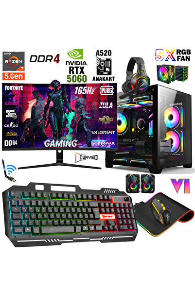 Zeiron Wolfazer X60 Ryzen 7 5700 32GB RAM 1TB SSD RTX5060 24" 165Hz Hazır Sis...