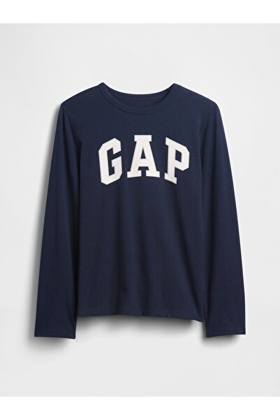 GAP Тениска с лого LS, тип гоблен, тъмносиня