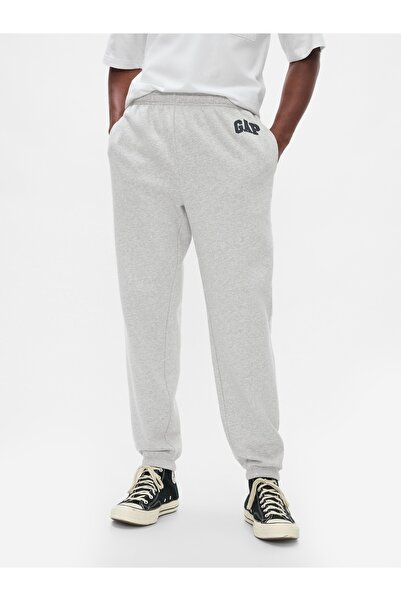 GAP Erkek Açık Gri Logo Fleece Jogger Eşofman Altı