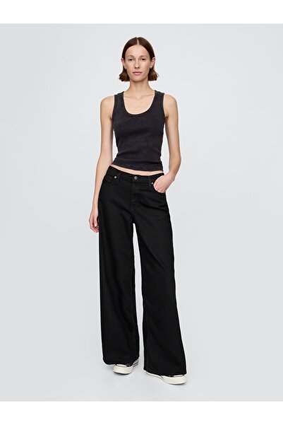 GAP Pantaloni largi din denim, negru spălăcit