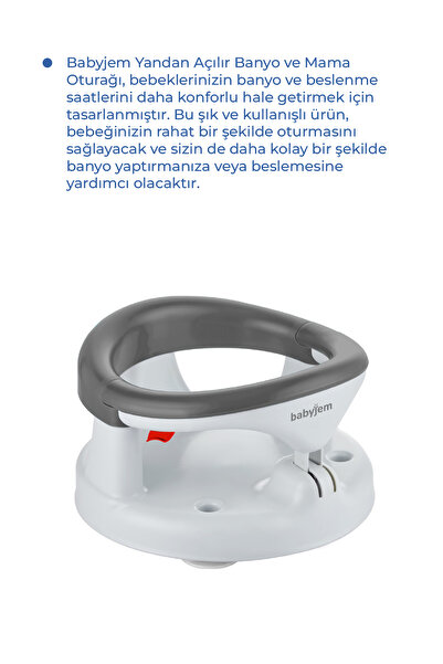 Babyjem Yandan Açılır Banyo & Mama Oturağı Antrasit