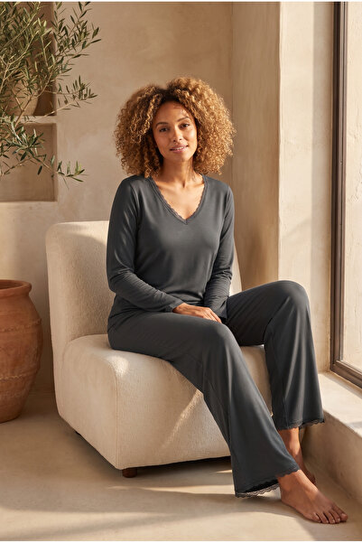 Katia&Bony Women's Silver Pajama Bottom Anthracite