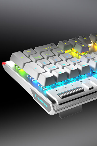 Rampage Carbon Rgb Red Switch Bilek Destekli Hot Swap Gaming Klavye Mekanik Klavye Oyuncu Klavyesi-beyaz