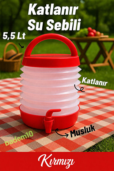 Badem10 Akordiyonlu Su Sebili Meşrubat İçecek Kabı Bidonu Damacana Katlanabil...