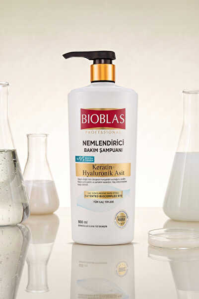 Bioblas Keratin & Hyaluronik Asit Nemlendirici Bakım Şampuanı 900 ml - Kuru, Mat ve Cansız Saçlar