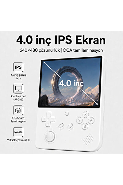 ANBERNIC RG 40XXV Taşınabilir El Oyun Konsolu, 4.0 inç IPS Ekran, Retro Game ...