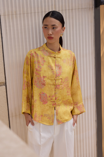 Trendyol Collection Yellow Self-Patterned Oversize Satin Jacket Twoaw27Ce00077