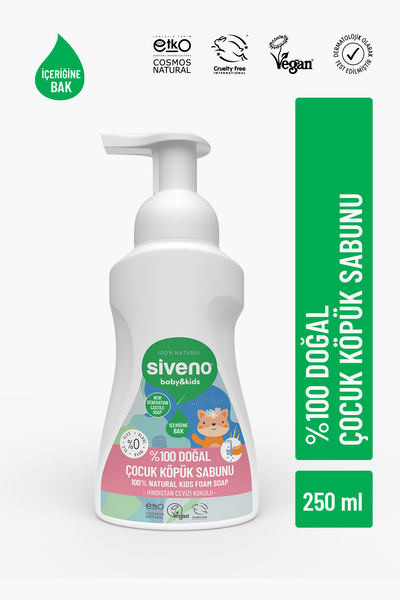 Siveno %100 Doğal Zeytinyağlı Çocuk Köpük Kastil Sabun Yoğun Nemlendirici Arı...
