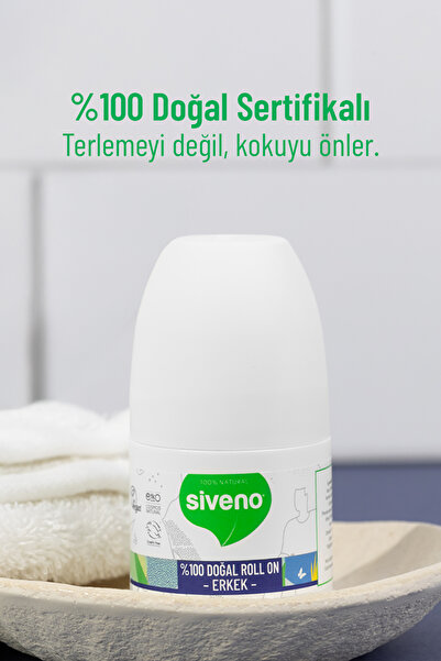 Siveno %100 Doğal Roll-on Erkek Deodorant Ter Kokusu Önleyici Bitkisel Leke Bırakmayan Vegan 50 ml