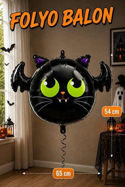Huzur Party Store Black Bat Foil Balloon 54X65 cm Halloween Party Halloween D...