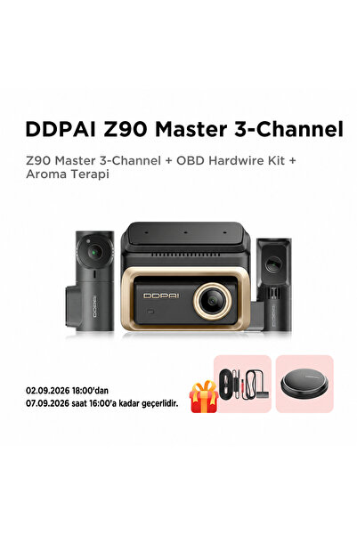 DDPAI Z90 Master 3CH Araç Kamerası Ön Arka İç Kamera 3 Kanallı 64GB 4K Kayıt ...