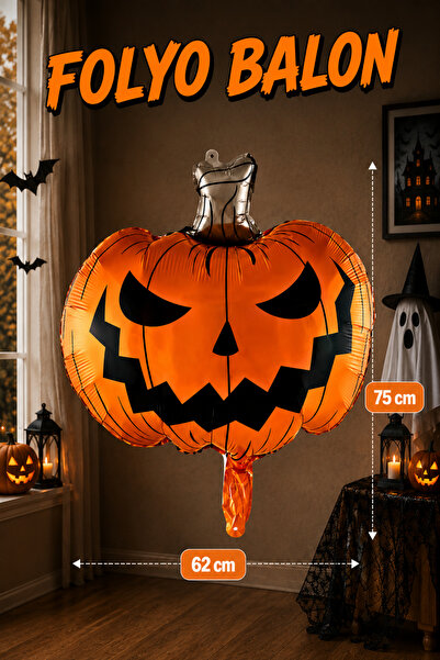 Huzur Party Store Orange Pumpkin Foil Balloon 62X75 cm Halloween Party Hallow...