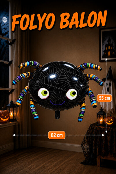 Huzur Party Store Black Spider Foil Balloon 82x55 Cm Halloween Party Hallowee...